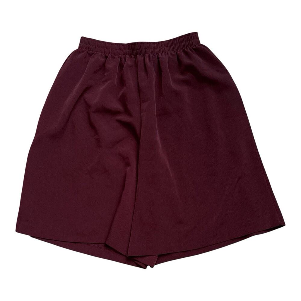 Maggie Sweet Pull On Shorts Womens M Burgundy Woven High Rise Elastic Waist